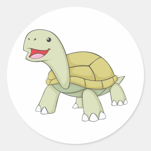 Sticker Rond Tortue verte personnalisée Sourire (Devant)