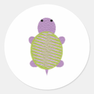 Sticker Rond Tortue violette et verte