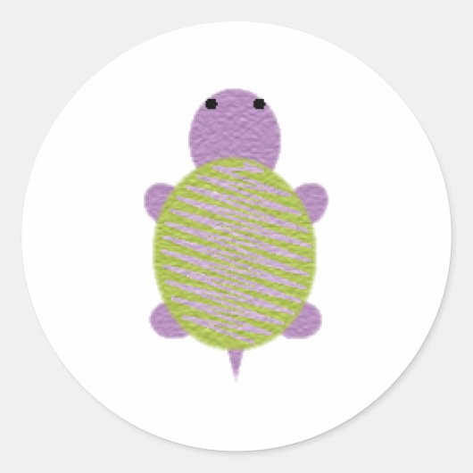 Sticker Rond Tortue violette et verte (Devant)