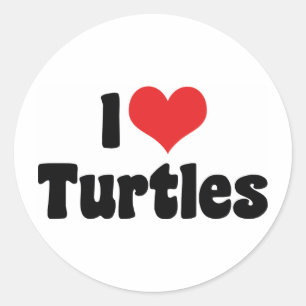 Sticker Rond Tortues de coeur que j'aime