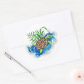 Sticker Rond Tortues de mer tropicales (Enveloppe)