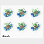 Sticker Rond Tortues de mer tropicales (Feuille)