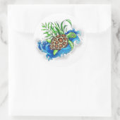 Sticker Rond Tortues de mer tropicales (Sac)