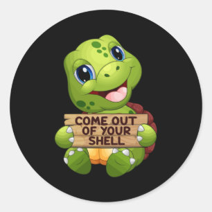 Sticker Rond Tortues de mer Vie marine Tortues d'océan animal i
