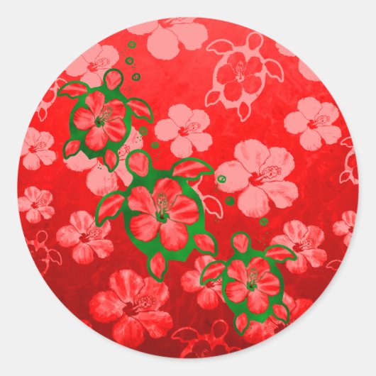 Sticker Rond Tortues de Noël Honu (Devant)
