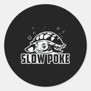Sticker Rond Tortues Lentes Poke Tortues Lover Océan Drôle cade