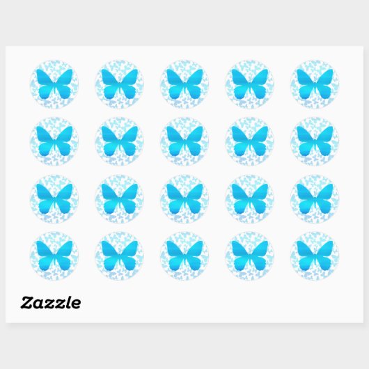 Sticker Rond Toss papillon (bleu-simple) (Feuille)