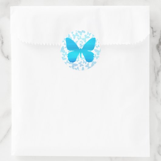 Sticker Rond Toss papillon (bleu-simple) (Sac)
