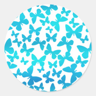 Sticker Rond Toss papillon (Turquoise)