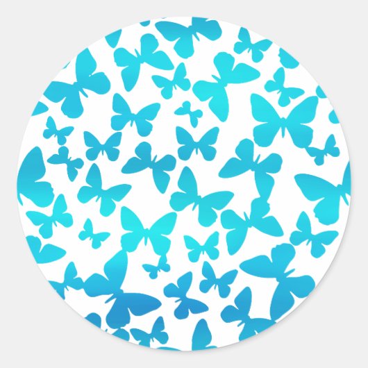 Sticker Rond Toss papillon (Turquoise) (Devant)