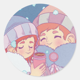 Sticker Rond Tôt le matin en hiver