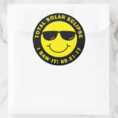 Sticker Rond Total de la face du Cool d'éclipse solaire (Sac)