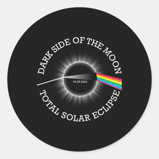 Sticker Rond Total Éclipse Solaire 04 08 24 Totalité Arc-en-cie (Devant)
