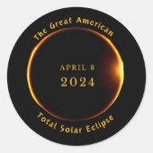 Sticker Rond Total éclipse solaire 2024 (Devant)