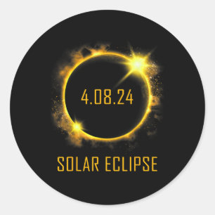 Sticker Rond Total Éclipse solaire 2024 04.08.24