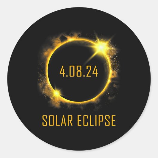 Sticker Rond Total Éclipse solaire 2024 04.08.24 (Devant)