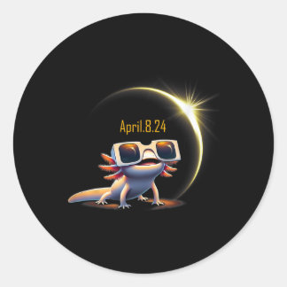 Sticker Rond Total Éclipse Solaire 2024 Axolotl En Astronomie G