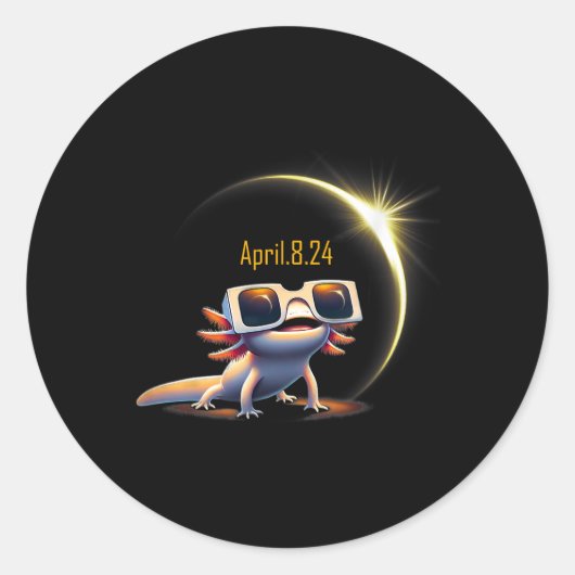 Sticker Rond Total Éclipse Solaire 2024 Axolotl En Astronomie G (Devant)