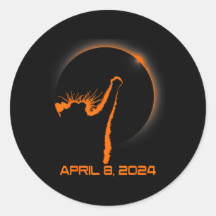 Sticker Rond Total Éclipse Solaire 2024 Chat portant Éclipse So