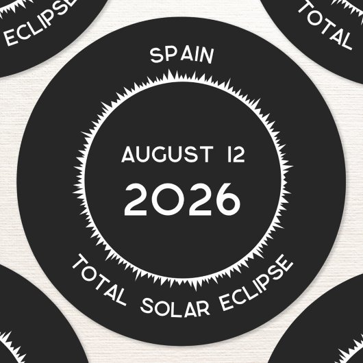Sticker Rond Total Éclipse Solaire 2026 Espagne