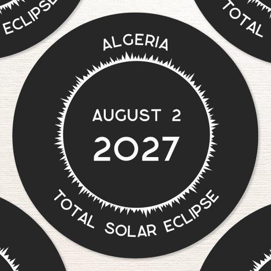 Sticker Rond Total Éclipse Solaire 2027 Algérie