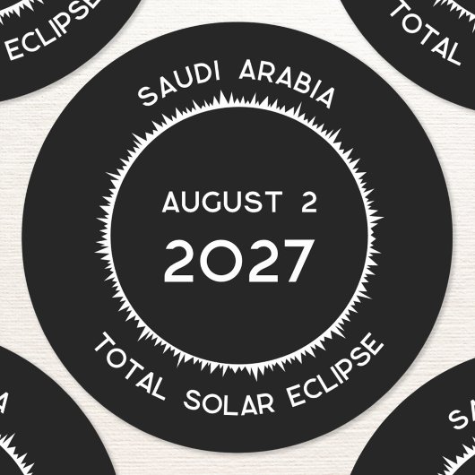 Sticker Rond Total Éclipse Solaire 2027 Arabie Saoudite
