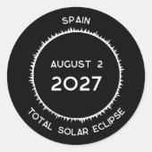 Sticker Rond Total Éclipse Solaire 2027 Espagne (Devant)
