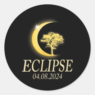 Sticker Rond Total Éclipse Solaire 8 avril 2024 Eclipse