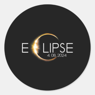 Sticker Rond Total Éclipse Solaire 8 avril 2024 Totalité