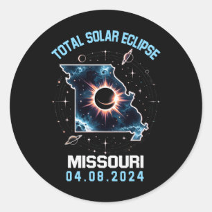 Sticker Rond Total Éclipse Solaire 8 avril 2024 Totalité Missou