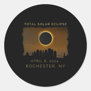 Sticker Rond Total Éclipse Solaire À Rochester New York Vintage