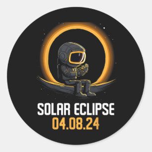 Sticker Rond Total Éclipse Solaire Avril 8 2024 America Solar E