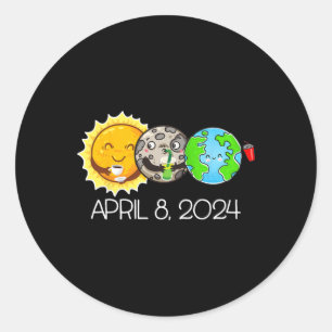 Sticker Rond Total Éclipse Solaire Avril 8 2024 Lune Astronomie