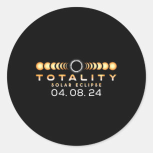 Sticker Rond Total Éclipse Solaire Printemps 04.08.2024 Totalit