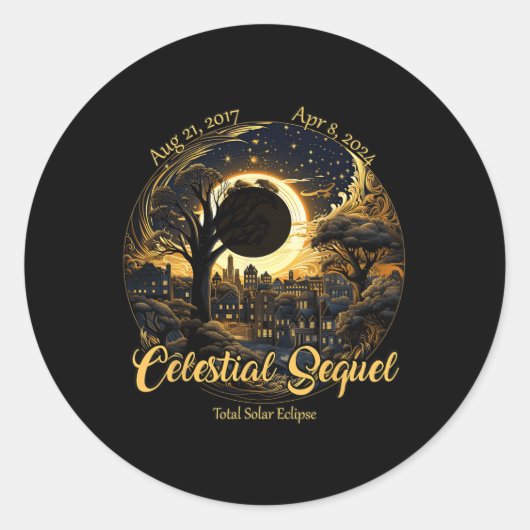 Sticker Rond Total Éclipse solaire Séquelle céleste 2017 Totali (Devant)