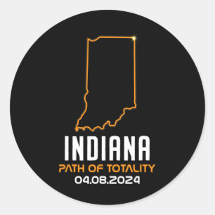 Sticker Rond Total Solaire Eclipse 2024 Indiana 8 avril Amériqu