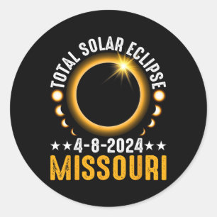 Sticker Rond Total Solaire Eclipse 2024 Missouri 8 avril Amériq