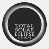 Sticker Rond Total Solaire Eclipse - 2024 ou date personnalisée (Devant)