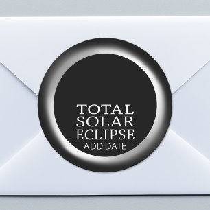 Sticker Rond Total Solaire Eclipse - 2024 ou date personnalisée