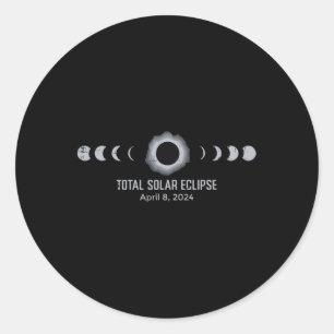 Sticker Rond Total Solaire Eclipse 2024 Totalité Avril 8 Femmes