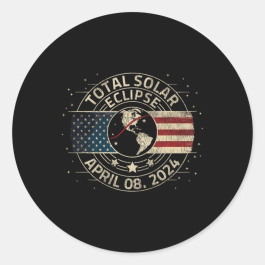 Sticker Rond Total Solaire Eclipse 2024 Totality Eclipse Path 0 (Devant)