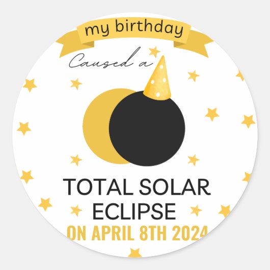 Sticker Rond total solaire éclipse 2025 drôle d'anniversaire pe (Devant)