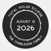 Sticker Rond Total Solaire Eclipse 2026 Personnalisé (Devant)