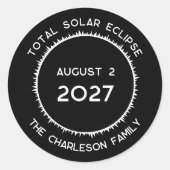 Sticker Rond Total Solaire Eclipse 2027 Personnalisé (Devant)