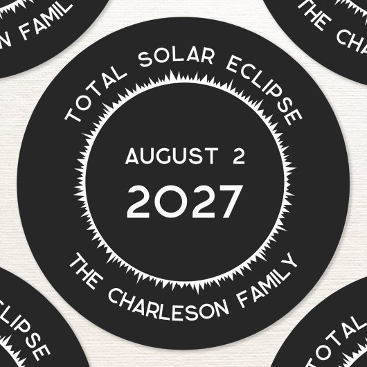 Sticker Rond Total Solaire Eclipse 2027 Personnalisé