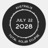 Sticker Rond Total Solaire Eclipse 2028 Australie (Devant)