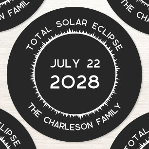 Sticker Rond Total Solaire Eclipse 2028 Personnalisé