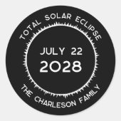 Sticker Rond Total Solaire Eclipse 2028 Personnalisé (Devant)