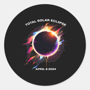 Sticker Rond Total Solaire Eclipse Avril 8 2024 Totalité Souven