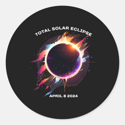 Sticker Rond Total Solaire Eclipse Avril 8 2024 Totalité Souven (Devant)